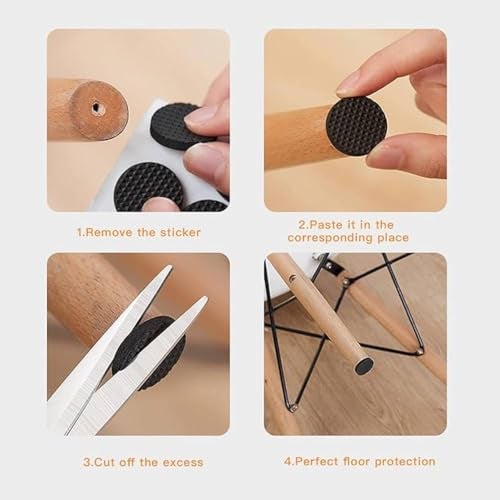 Prostuff.in® 8 Pcs Non-Slip Self-Adhesive Rubber Furniture Feet Pads – Thickened Round Floor Protectors for Sofa, Table, Chair, Cabinet – Anti-Scratch, Noise-Reducing (Black) - Image 4