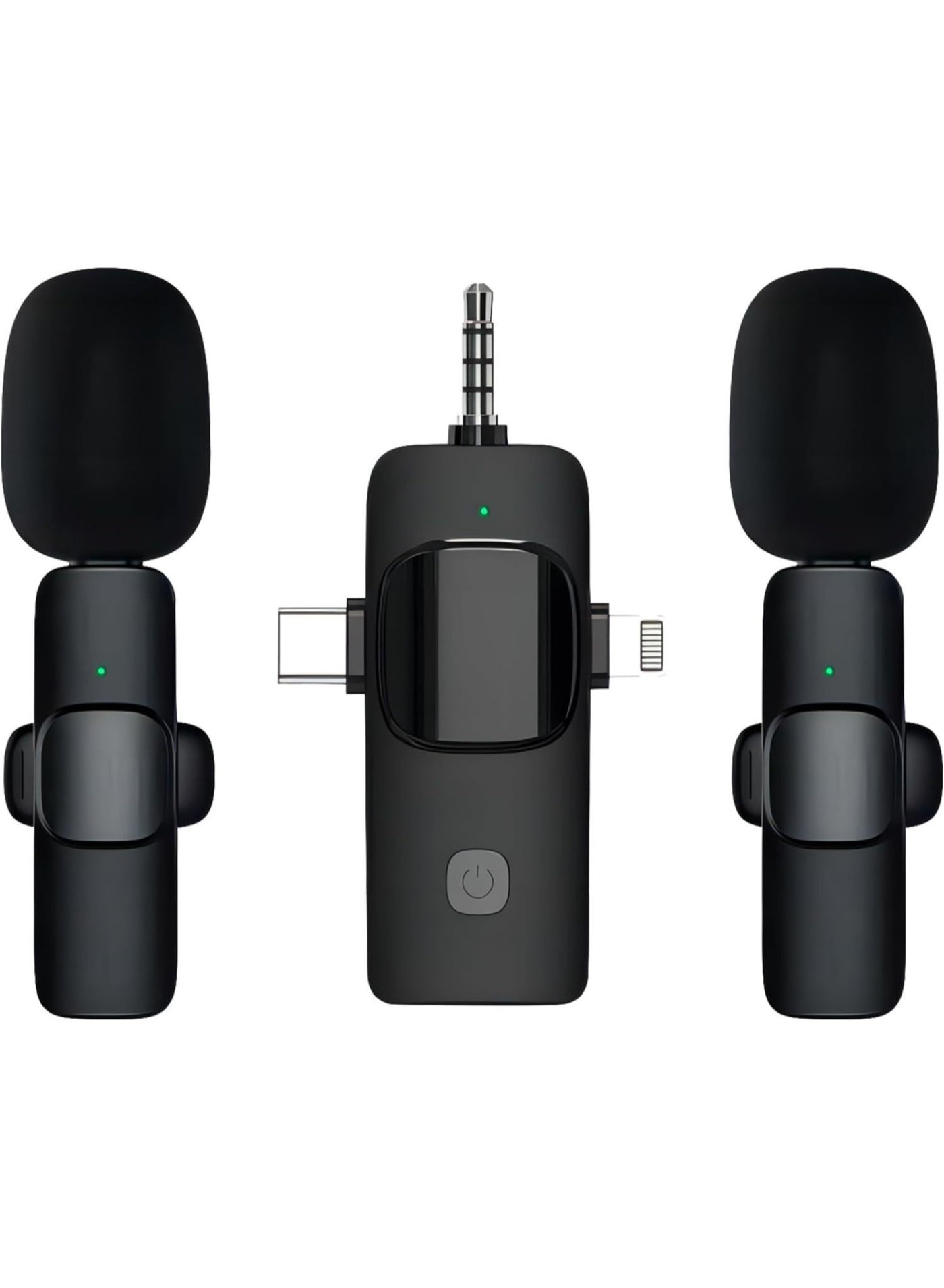3 in 1 Wireless Lavalier Microphones for iPhone, iPad, Android, Camera, USB-C Microphone, 7-Hour Battery, Mini Microphone with Noise Reduction for Video Recording, Vlog, YouTube, TikTok
