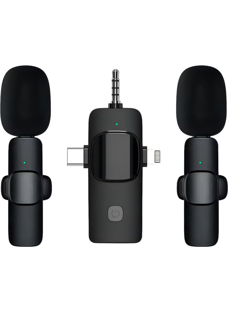 OULIYO - 3 in 1 Wireless Lavalier Microphones for iPhone, iPad, Android, Camera, USB-C Microphone, 7-Hour Battery, Mini Microphone with Noise Reduction for Video Recording, Vlog, YouTube, TikTok - Image 1