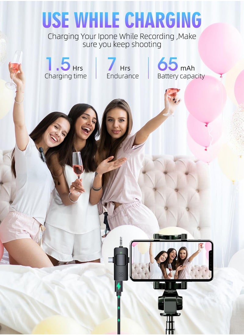 OULIYO - 3 in 1 Wireless Lavalier Microphones for iPhone, iPad, Android, Camera, USB-C Microphone, 7-Hour Battery, Mini Microphone with Noise Reduction for Video Recording, Vlog, YouTube, TikTok - Image 1