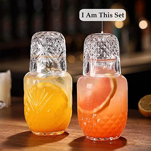 Mfacoy Bedside Water Carafe and Glass Set, Mfacoy 17 OZ Glasses Pitcher & 5 OZ Cup, Bedside Night Carafe Pitchers and Water Glass Tumbler Set, Vintage Glass Water Pitcher with Cup Set for Bedroom - Image 2