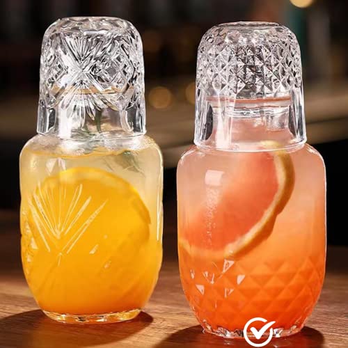 Mfacoy Bedside Water Carafe and Glass Set, Mfacoy 17 OZ Glasses Pitcher & 5 OZ Cup, Bedside Night Carafe Pitchers and Water Glass Tumbler Set, Vintage Glass Water Pitcher with Cup Set for Bedroom - Image 1