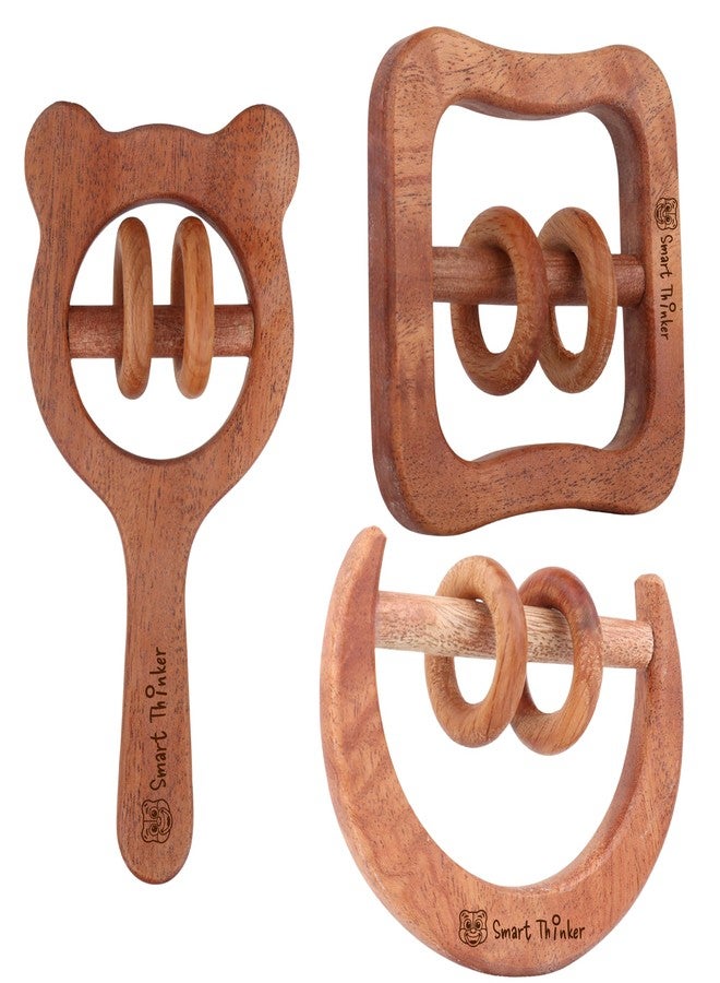 SMARTTHINKER Neem Wood Baby Rattle Combo Set for Infants & Toddlers | Montessori Sensory Grasping & Teether Toys | Early Learning Wooden Toys for Newborn Babies - Image 1