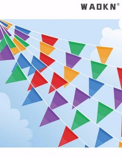 WAOKN 120M Bunting Banner, Multicolor Flag Banners with 200 pcs Triangle Flags, Nylon Fabric Bunting Banners for Birthday, Wedding, Outdoor, Indoor Activity, Party Decoration Home Decorations  - Image 1