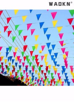 WAOKN 120M Bunting Banner, Multicolor Flag Banners with 200 pcs Triangle Flags, Nylon Fabric Bunting Banners for Birthday, Wedding, Outdoor, Indoor Activity, Party Decoration Home Decorations  - Image 5