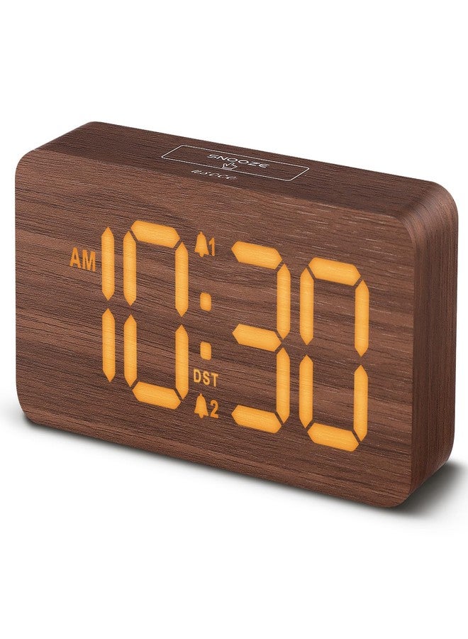 uscce Wooden Digital Alarm Clocks for Bedrooms: Dimmable Dual Alarm Clock with Large Numbers for Bedside Desk - Loud Alarm for Heavy Sleepers with Volume Control - Wood Decor & Gifts - Image 1