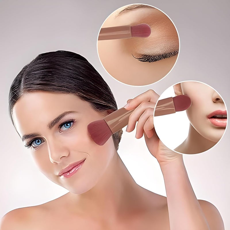 HAPPY BORN BLISS START 5 in 1 Professional Small Mini Mirror Makeup Brush Kit for Face Eye Shadows Eyeshadow Powder Blush Cosmetic Case Set Cleanser for Women Travel Brushes for Girl Pack of 1 - Image 4