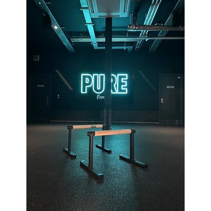 rayihni باراليت متوسطة P-بار باراليت مع مقابض خشبية ومعدنية لتمارين الكاليستينيكس، الجمباز، الوقوف على اليدين، البلانش، معدات اللياقة البدنية، كروس فيت، للاستخدام المنزلي والتجاري - Image 3