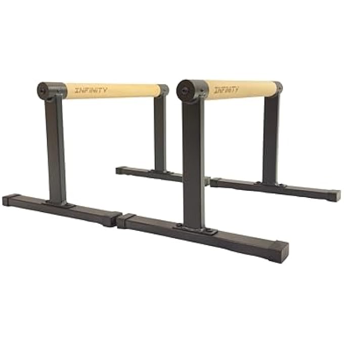 rayihni باراليت متوسطة P-بار باراليت مع مقابض خشبية ومعدنية لتمارين الكاليستينيكس، الجمباز، الوقوف على اليدين، البلانش، معدات اللياقة البدنية، كروس فيت، للاستخدام المنزلي والتجاري - Image 1