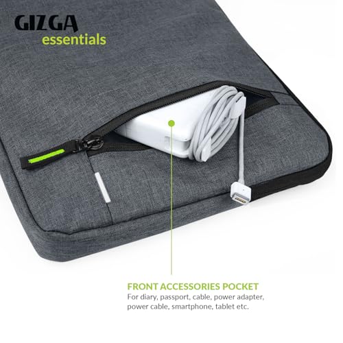 Gizga Essentials 15.6 Inch Laptop Sleeve Case Cover Pouch Bag with Front Pocket| Slim & Water-Resistant Nylon Fabric with Shockproof Foam Padding, Soft Lining & Premium Zipper Closure (Grey) - Image 3