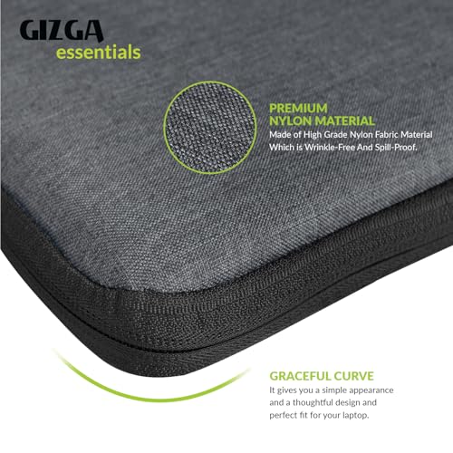 Gizga Essentials 15.6 Inch Laptop Sleeve Case Cover Pouch Bag with Front Pocket| Slim & Water-Resistant Nylon Fabric with Shockproof Foam Padding, Soft Lining & Premium Zipper Closure (Grey) - Image 5