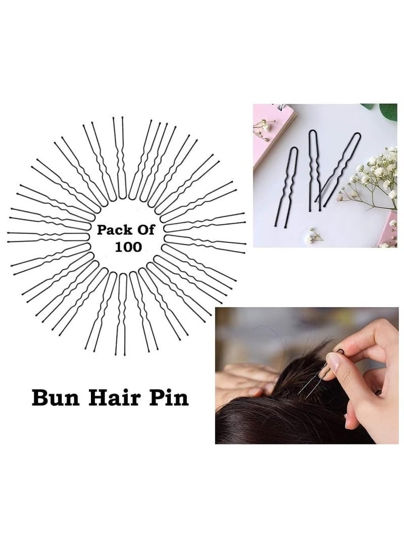 Accessories 22 U-Shaped Hair Pins for Women (Size: Medium 6mm | Quantity: 100 Count), Juda Pins, Black Hair Styling Clips, Perfect for Bun & Updo Hairstyles. - Image 5