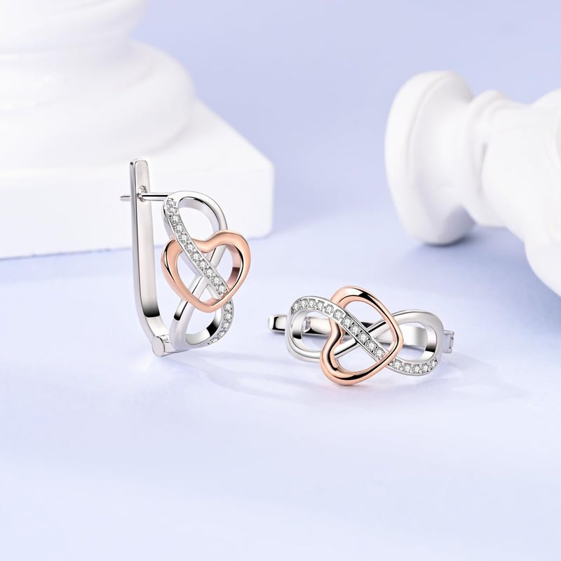 NARMO Hoop Earrings for Women 925 Sterling Silver Eternal Infinite Love Hoop Earrings - Image 2
