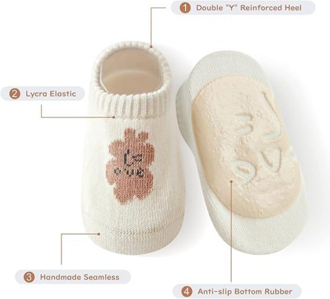 ChicAbode Toddler Baby Non Slip Socks Spring Summer-5 Pairs.Anti Slip Cozy Kids Socks With Non Skid Grips for Boy/Girl Infants - Image 3