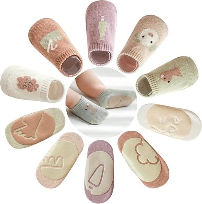 ChicAbode Toddler Baby Non Slip Socks Spring Summer-5 Pairs.Anti Slip Cozy Kids Socks With Non Skid Grips for Boy/Girl Infants - Image 1