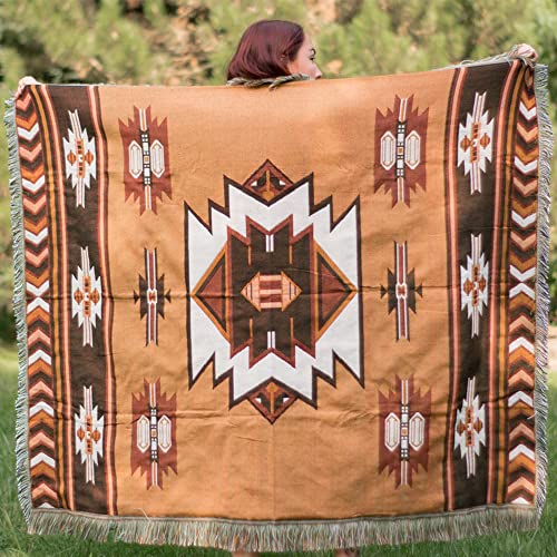 CCHYF Aztec Throw Blanket Native American Blanket Southwestern Boho Decor Reversible Woven Tassels Mexican Blankets and Throws for Couch Bed Chair Wall Tapestry Livingroom Outdoor Beach Brown 51"x63" - Image 2
