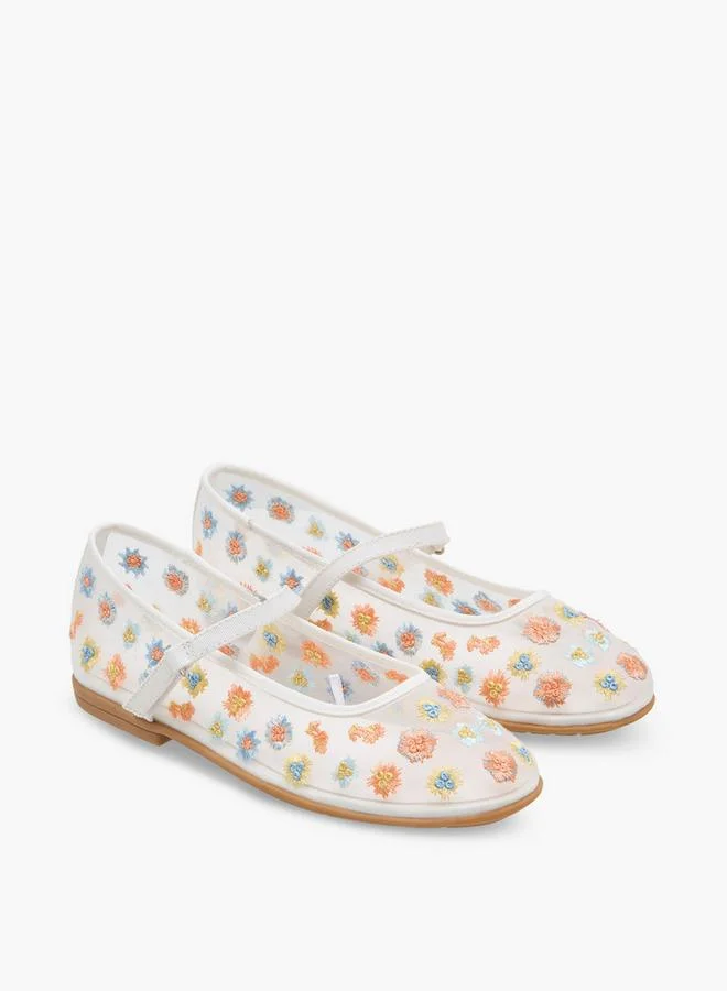 Celeste Girls Floral Embroidered Mary Jane Shoes