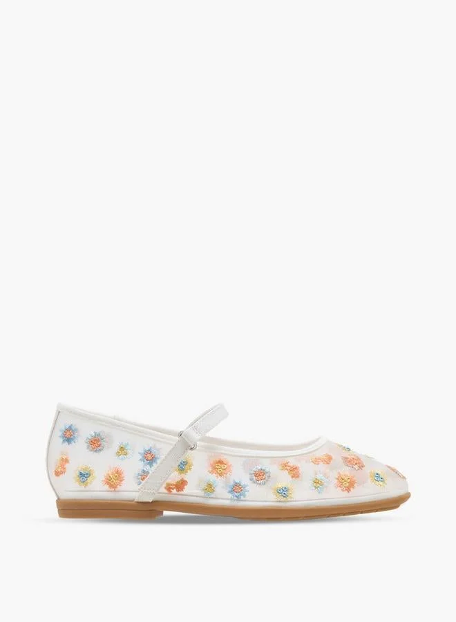 سيليست Girls Floral Embroidered Mary Jane Shoes
