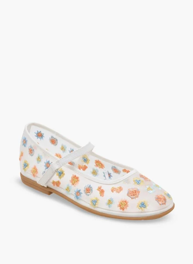 سيليست Girls Floral Embroidered Mary Jane Shoes