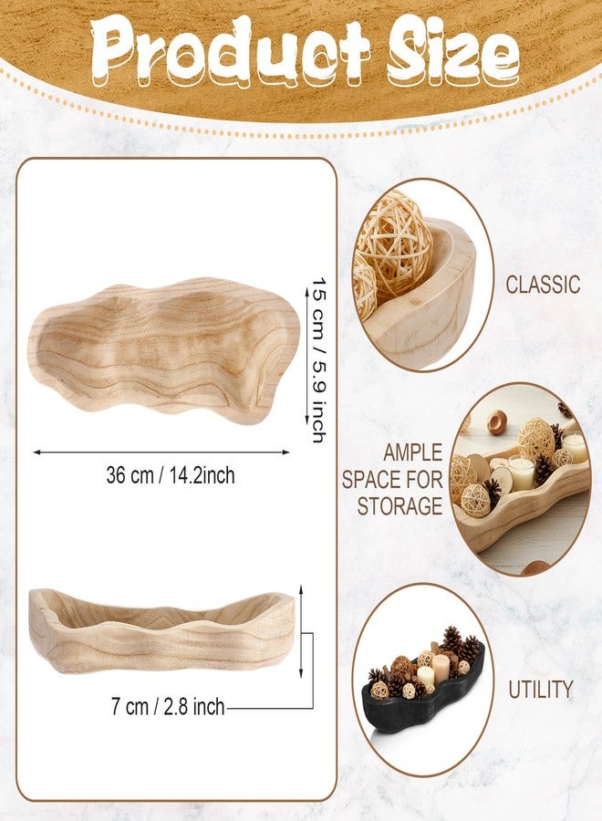 Nuogo 1 Pack 14 Inch Wavy Edge Dough Bowl Large Size Wood Rustic Dough Bowl Decorative for DIY Farmhouse Home Supplies Kitchen Decoration (Color of Wood) - Image 2