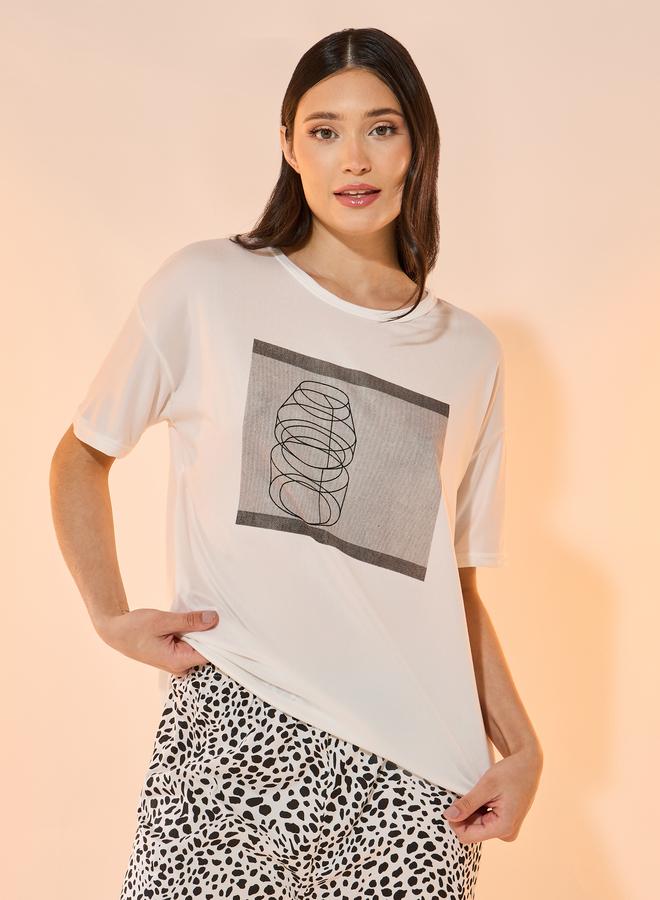 Take Two Graphic Print Short Sleeves T-Shirt and Pyjama Set - Image 3