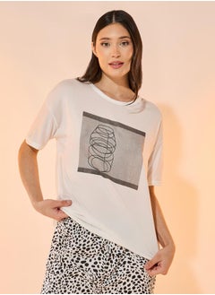 Take Two Graphic Print Short Sleeves T-Shirt & Pyjama Set  - Image 3