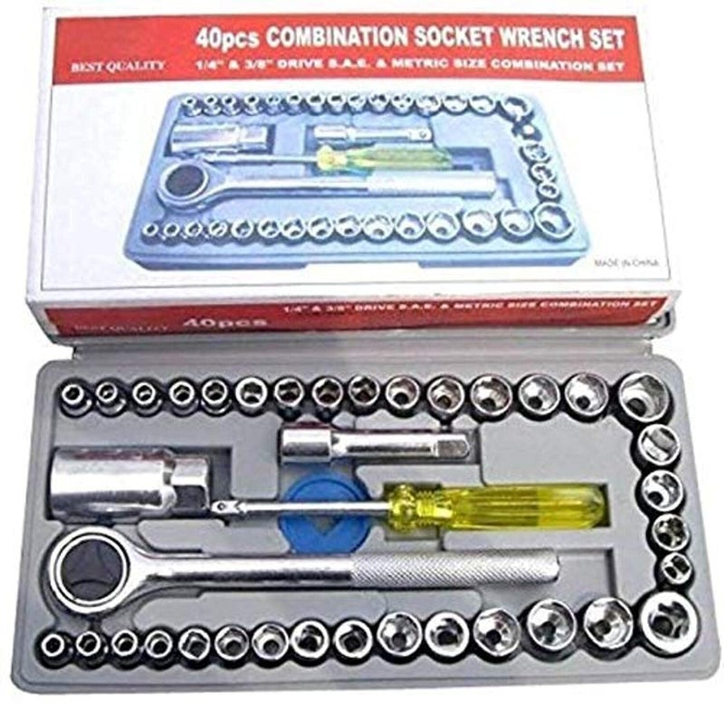 NVF 40 PCS in 1 Screw Driver Spanner Wrench Set Automobile Tool Box Set Socket Wrench Home Tool Kit Set 40 in 1 Pcs Tool Kit and Screwdriver and Socket Set Automobile Box Wrench Sleeve Suit Auto Car Repair Hardware 40 pcs Automobile Motorcycle Repair Tool Case Precision Socket Wrench 40 in 1 Screw Driver Pieces Automobile Motorcycle Socket Wrench Sleeve Suit Hardware Auto Car Repair Socket Home Tool Kit Box Set - Image 1