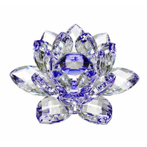 Amlong Crystal Amlong Crystal Hue Reflection Crystal Lotus Flower with Gift Box Blue 5 Inch 