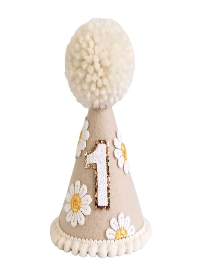 Ysqool Daisy 1st Birthday Hat, Boho First Birthday Cone Hat, Groovy 1st Birthday Party Crown for Girl & Boy, Baby Birthday Gift, Photo Booth Prop, Boho Birthday Decorations & Accessories - Image 1