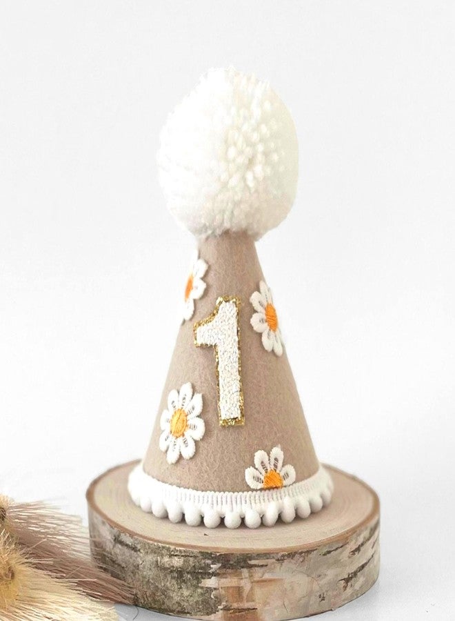 Ysqool Daisy 1st Birthday Hat, Boho First Birthday Cone Hat, Groovy 1st Birthday Party Crown for Girl & Boy, Baby Birthday Gift, Photo Booth Prop, Boho Birthday Decorations & Accessories - Image 3