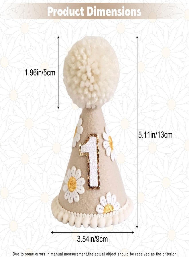 Ysqool Daisy 1st Birthday Hat, Boho First Birthday Cone Hat, Groovy 1st Birthday Party Crown for Girl & Boy, Baby Birthday Gift, Photo Booth Prop, Boho Birthday Decorations & Accessories - Image 2