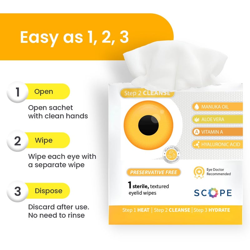 OPTASE Manuka Oil Eyelid Wipes, 30 Count â€“ Eyelid Cleansing Wipes with Natural Manuka Oil â€“ Preservative-Free Formula for Daily Hygiene and Eye Lid Comfort - Doctor Recommended Eye Lid Cleaning - Image 5