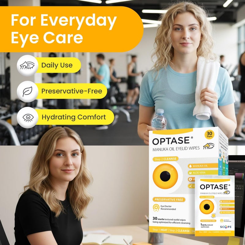 OPTASE Manuka Oil Eyelid Wipes, 30 Count â€“ Eyelid Cleansing Wipes with Natural Manuka Oil â€“ Preservative-Free Formula for Daily Hygiene and Eye Lid Comfort - Doctor Recommended Eye Lid Cleaning - Image 4