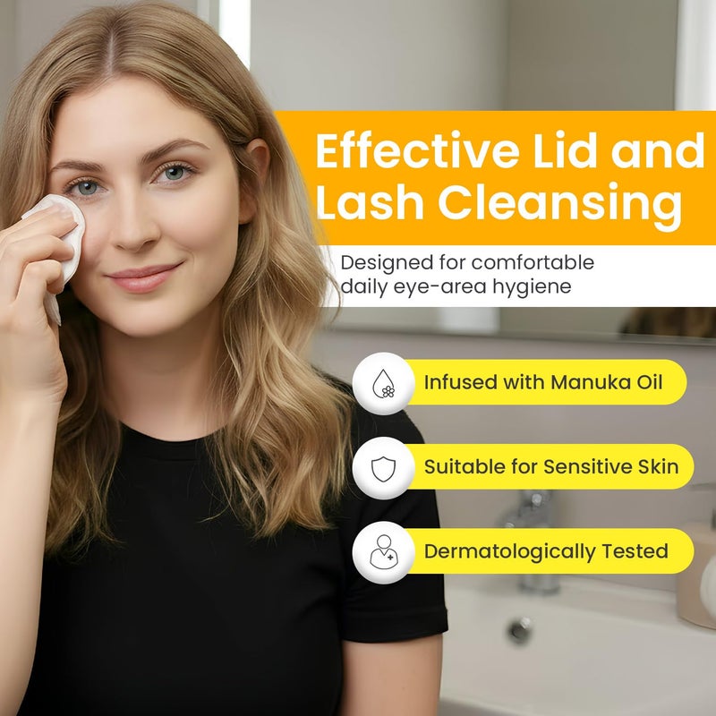 OPTASE Manuka Oil Eyelid Wipes, 30 Count â€“ Eyelid Cleansing Wipes with Natural Manuka Oil â€“ Preservative-Free Formula for Daily Hygiene and Eye Lid Comfort - Doctor Recommended Eye Lid Cleaning - Image 3
