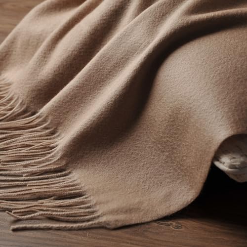 EP Mode 100% Pure Cashmere Throw Blanket for Sofa, Classic Design with Gift Box (Rugby Tan) - Image 4
