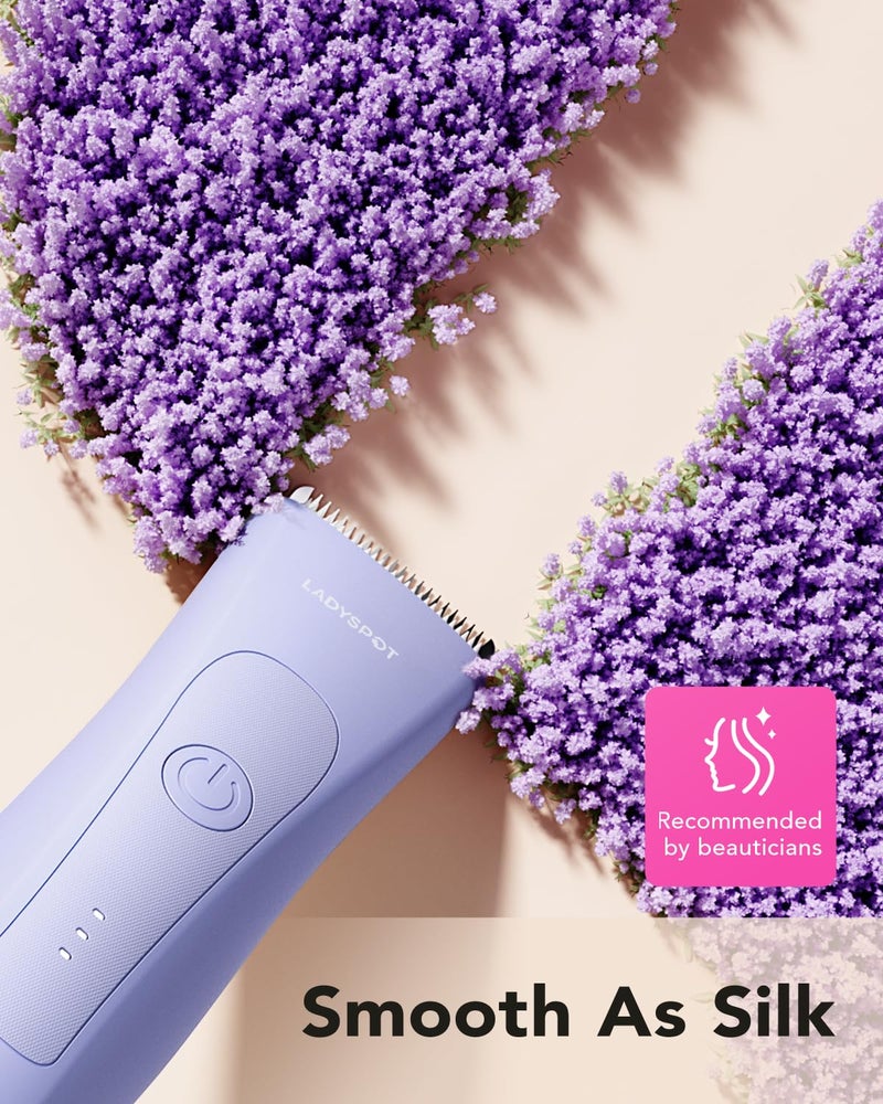 MANSPOT Bikini Trimmer for Women, LADYSPOT™ Lady Shavers for Women Rechargeable Bikini Shaver for Pubic Hair with 3 Guards and Hypoallergenic Ceramic Blade, Wet/Dry Lady Razors for Body, Legs, Bikini (Purple) - Image 3