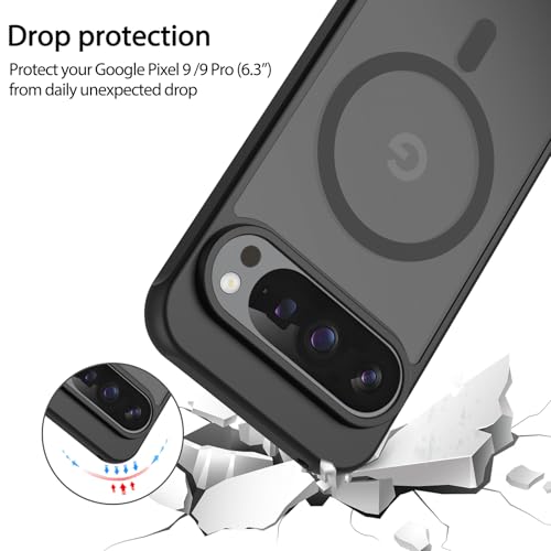 Tobfit Magnetic for Google Pixel 9 Case/Pixel 9 Pro Case, [Compatible with MagSafe] Shockproof Full Body Protection Slim Translucent Matte Phone Cover for Pixel 9/9 Pro 2024 (Pixel 9/9 Pro) - Image 5