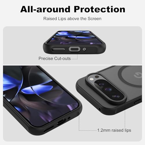 Tobfit Magnetic for Google Pixel 9 Case/Pixel 9 Pro Case, [Compatible with MagSafe] Shockproof Full Body Protection Slim Translucent Matte Phone Cover for Pixel 9/9 Pro 2024 (Pixel 9/9 Pro) - Image 4