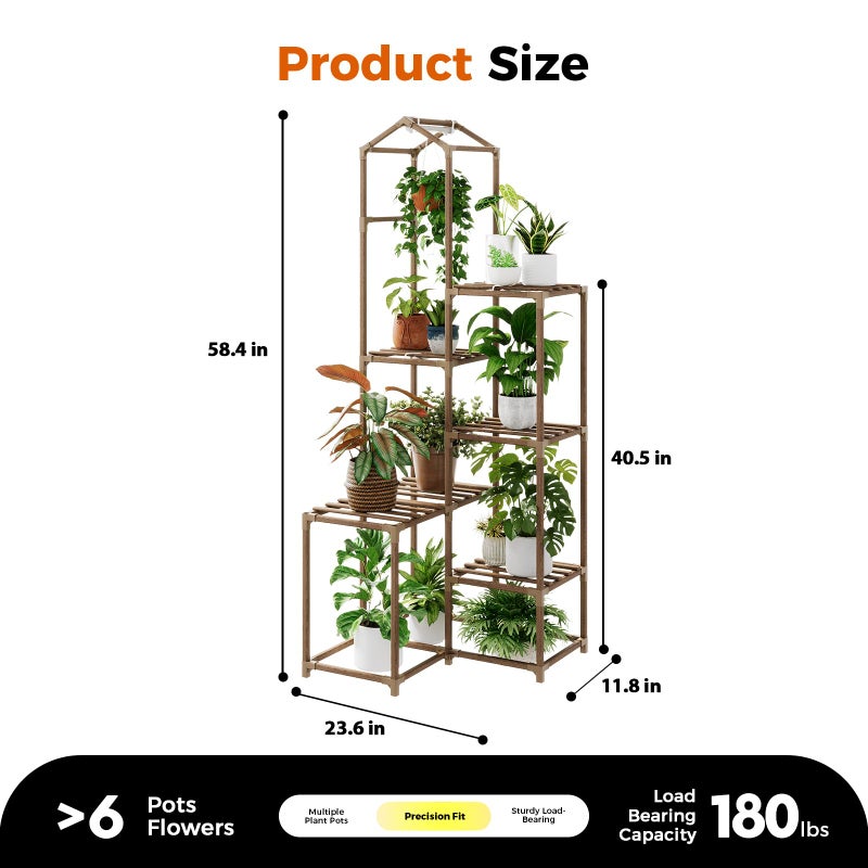 Bamworld Tall Corner Plant Stands with Grow Lights Indoor Outdoor Plant Shelves for Multiple Plants Display Haning Planter Living Room Pation Garden Decor - Image 5