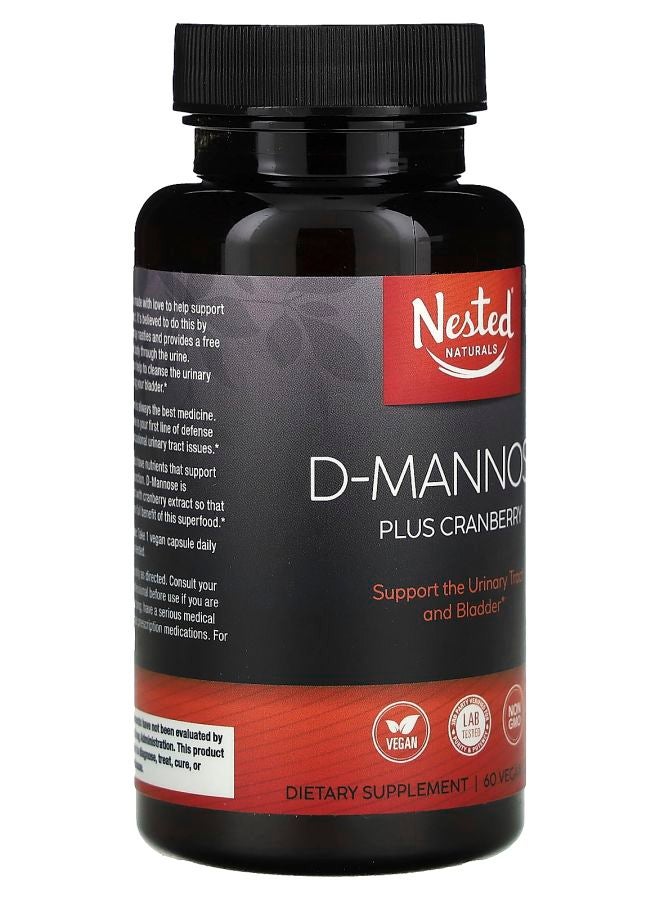 Nested Naturals D-Mannose Plus Cranberry 60 Vegan Capsules - Image 2