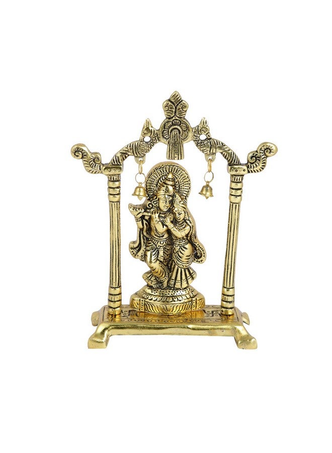 Collectible India Metal Gold Plated Radha Krishna Idol Sculpture Statue Figurine Decorative Showpiece for Janmashtami Home Decoration Temple and Gift (Size 7 x 5 Inches) (1 Pieces) - Image 3