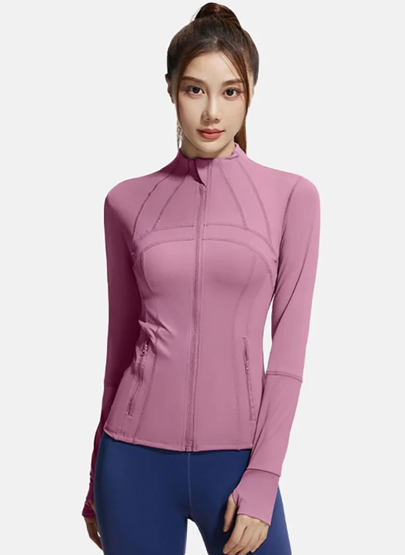YUNIQEE Purple Solid Slim Fit High Neck Jacket