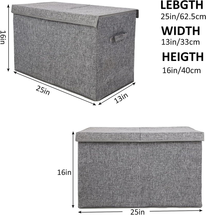 popoly Large Toy Box Chest with Lid, Collapsible Sturdy Toy Storage Organizer Boxes Bins Baskets for Kids, Boys, Girls, Nursery, Playroom, 25"x13" x16" (Linen Gray) - Image 4