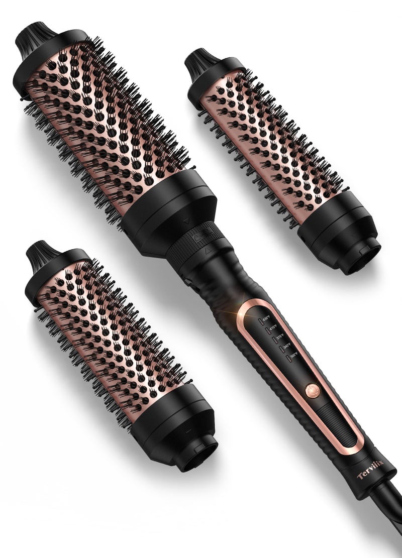 Terviiix PRO Thermal Brush Set for Voluminous Style Nonblowing Heated Round Brush with Adjustable Temp 3in1 Curling Brush with Detachable Head12515177 20S Fast Heating with Dual MCH