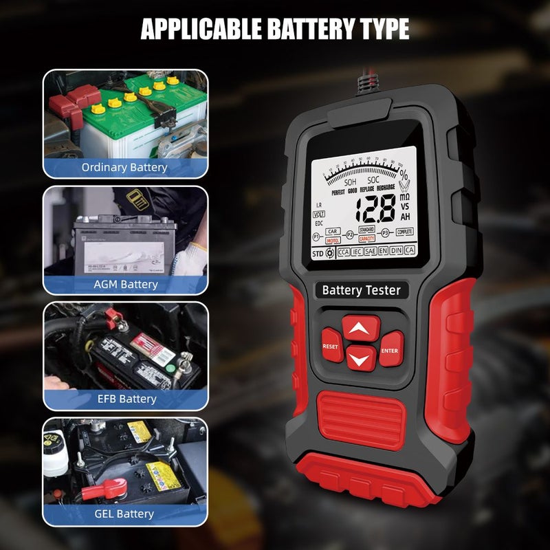 Automotive Battery Tester Size 45354 LCD Diagnostic Tool for Car Truck Motorcycle SUV - Image 4