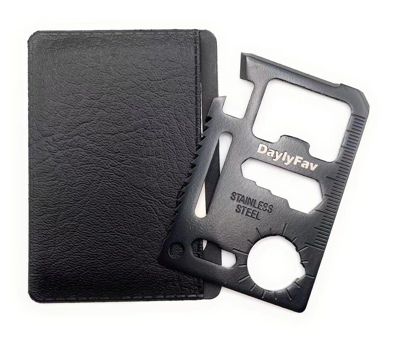 DaylyFav Multitool Card – 11 in 1 Credit Card Multi-Tool (Bottle Opener, Can Opener, Screwdrivers, Ruler & More) – Black - Image 1