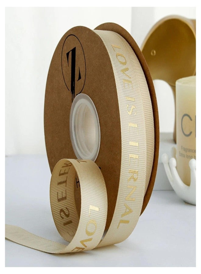 Velme Craft Satin Ribbon 1 Inch x 30 Mtr | Valentine “Love is Eternal” Ribbon for Gift Wrapping | DIY Craft, Bouquet Decoration, Wedding & Birthday Gift Packing Accessories (Pack of 1, Beige) - Image 1