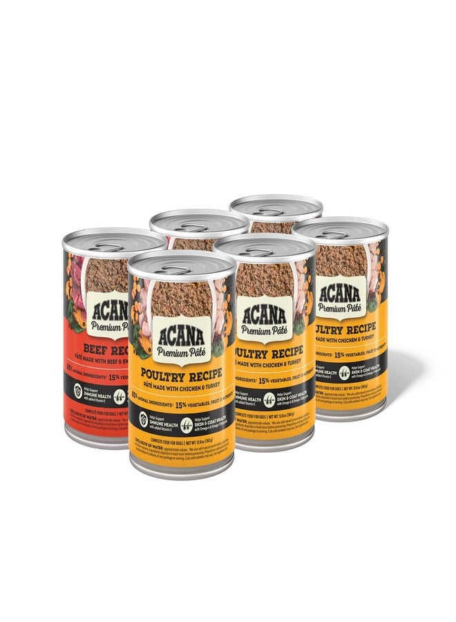 (أسنى) مجموعة متنوعة من طعام الكلاب الرطب الخالي من الحبوب من ACANA Premium Pate in Bone Broth: وصفات لحم البقر والدواجن، علب 12.8 أونصة (6 علب، 3 من كل نوع) - Image 2