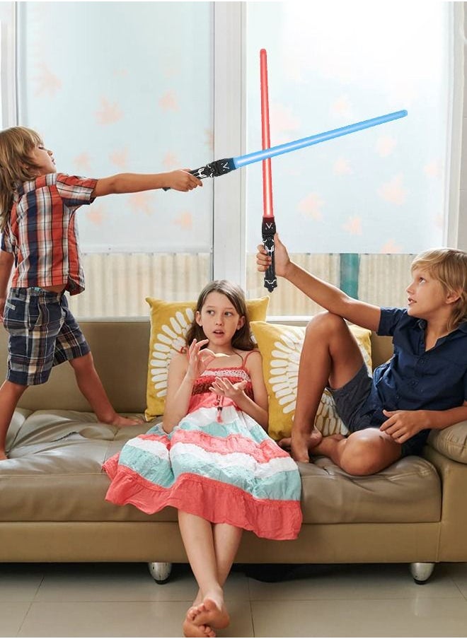 GROIC - Light Saber, 2-in-1 Light Saber Sword Toy, Extendable LED Double Bladed Lightsaber with FX Sound Motion Sensitive Dueling Double Light Swords Set for Dress Up Parties Costume - Image 1