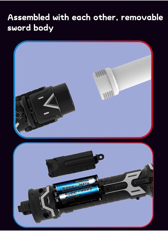 GROIC - Light Saber, 2-in-1 Light Saber Sword Toy, Extendable LED Double Bladed Lightsaber with FX Sound Motion Sensitive Dueling Double Light Swords Set for Dress Up Parties Costume - Image 1